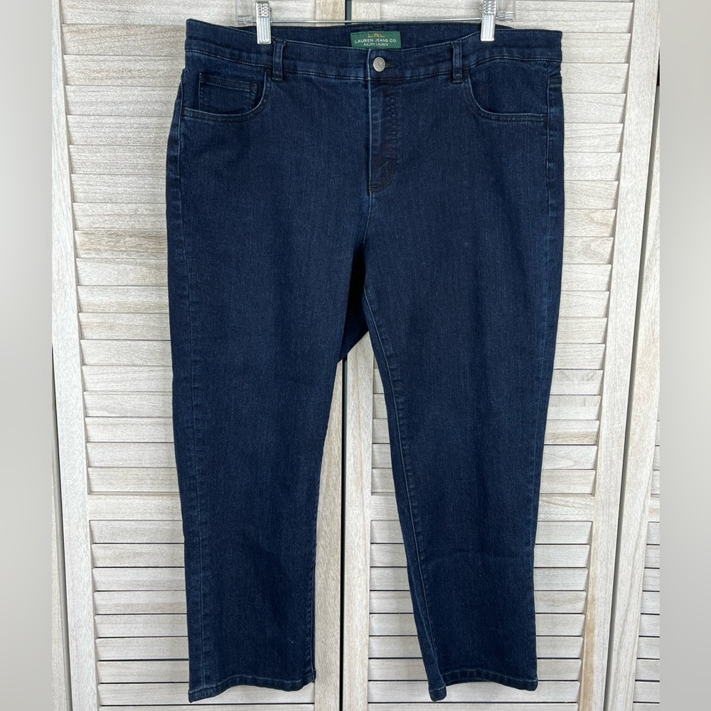 RALPH LAUREN (Lauren Jeans Co.) Cropped Modern Straight Dark Wash Jeans-18W